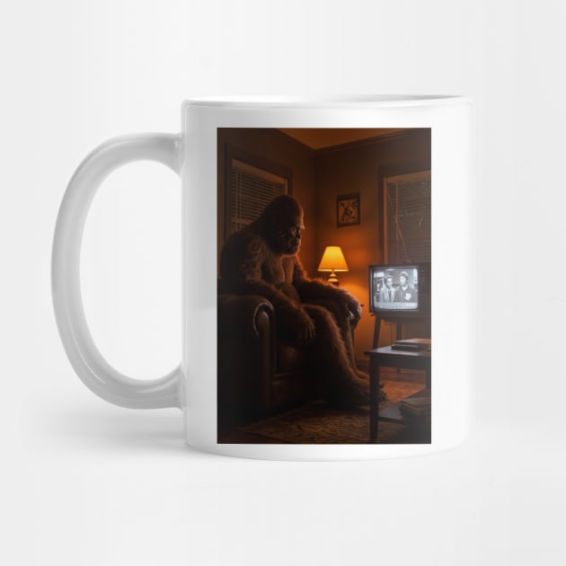 Bigfoot watching TV in his room by Megadorim